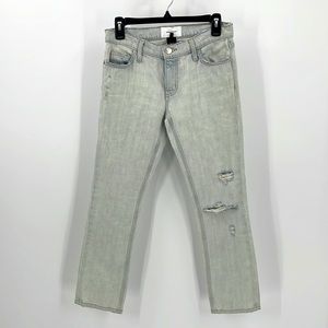 Current/Elliott The Cropped Straight Channon Destroy Denim Jeans Women's 24